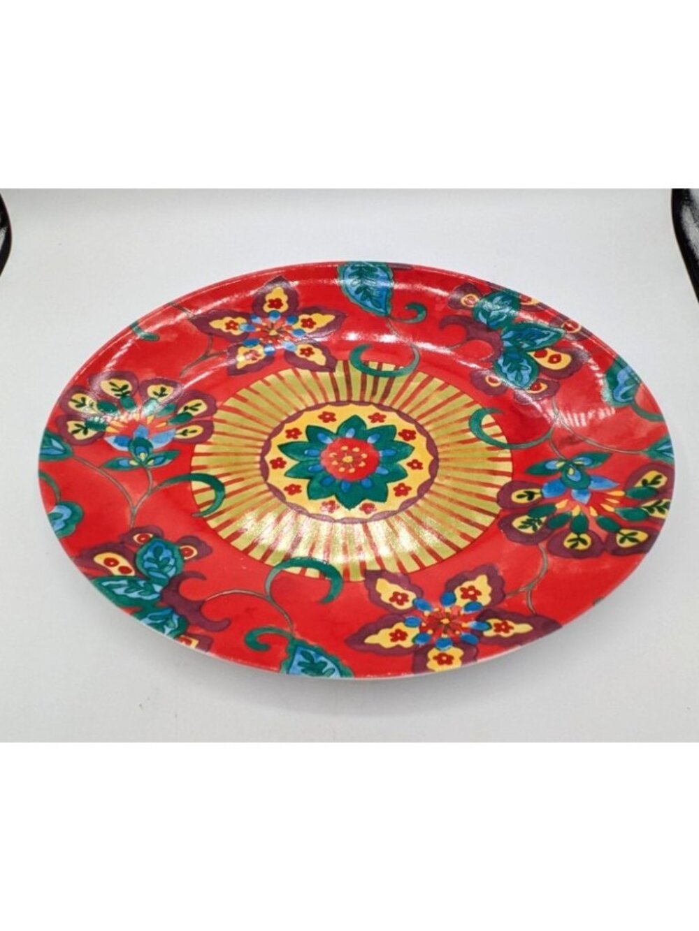 Pier 1 Large Oval Serving Platter Dish Villa Multicolor Floral Discontinued 14"